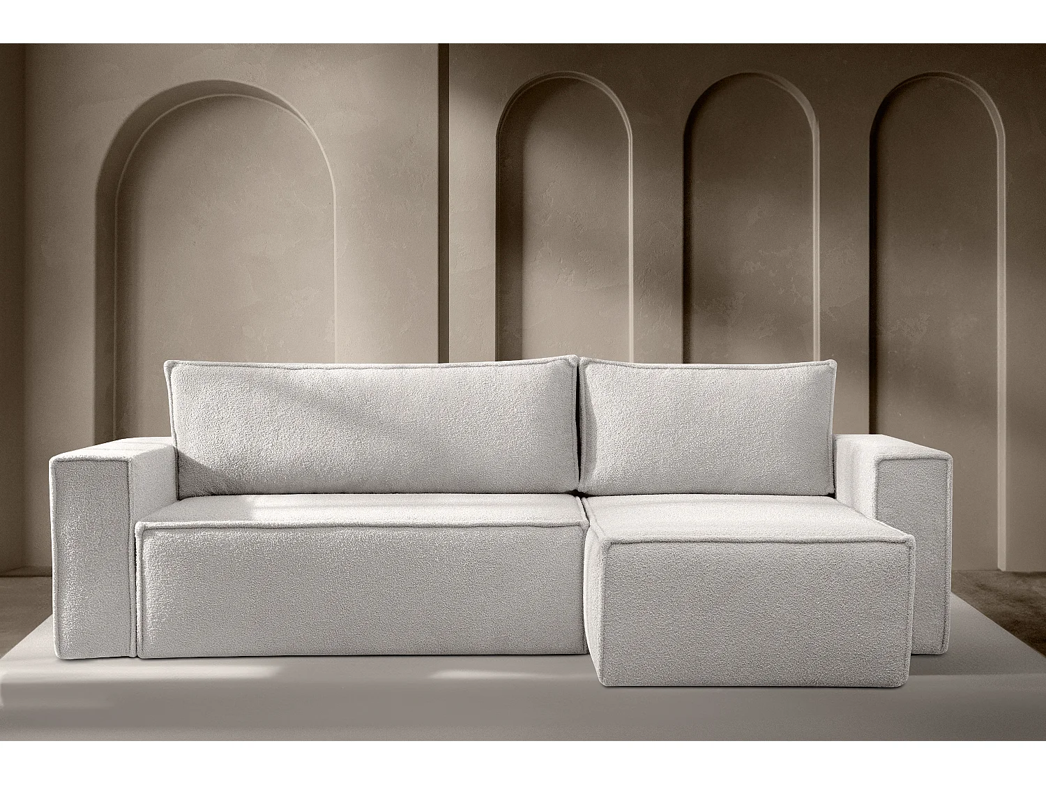 Ecksofa Big links/rechts - mit Schlaffunktion - in Pet Friendly CordStoff - weiß - NAPI II