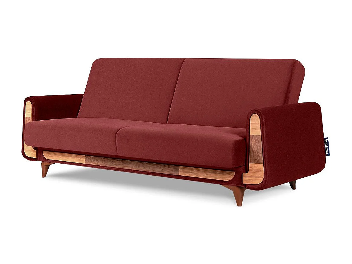 Schlafsofa GUSTAVO Schlafsofa - 3-Sitzer - Stoff Velours - Bordeaux