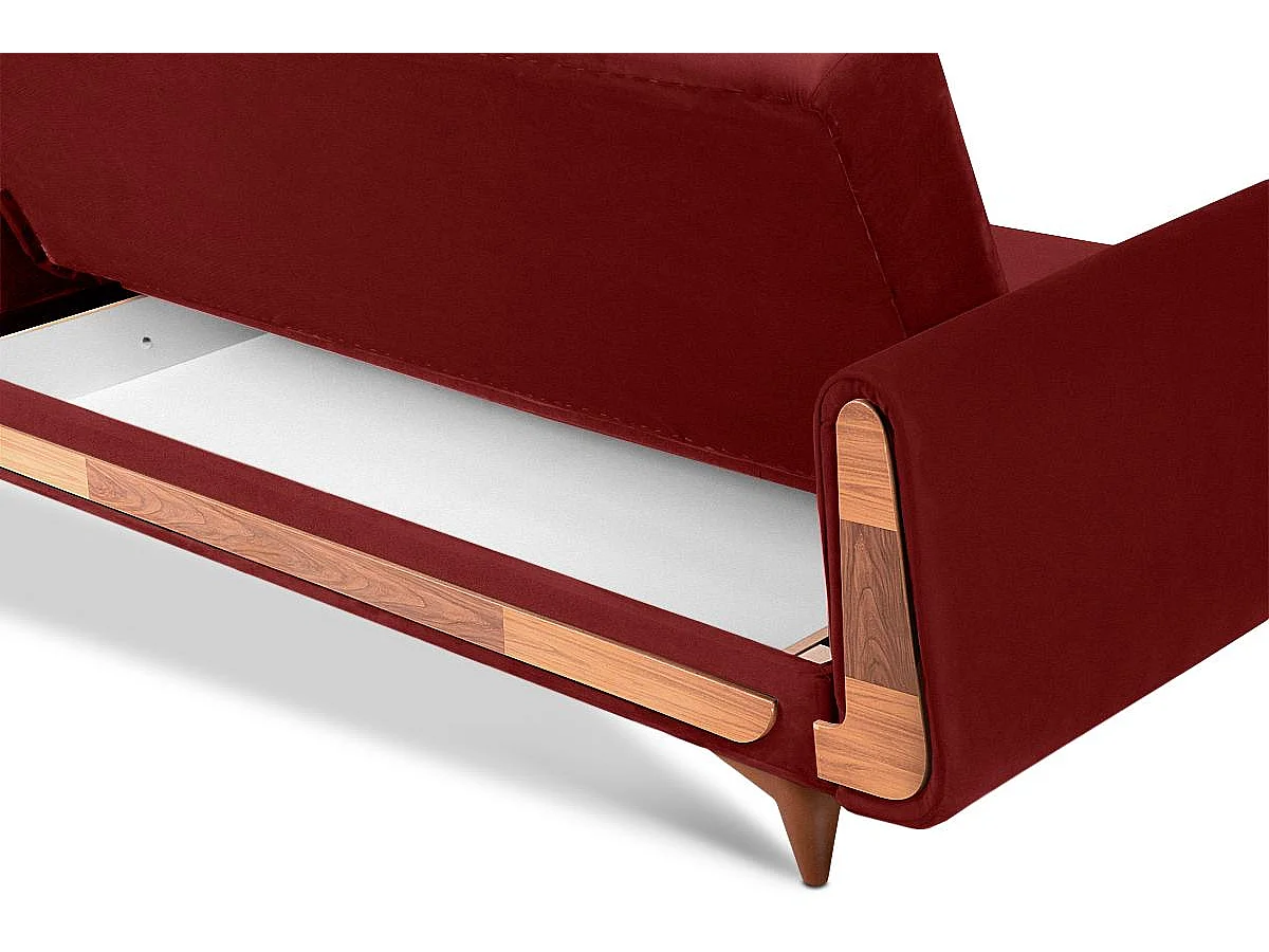 Schlafsofa GUSTAVO Schlafsofa - 3-Sitzer - Stoff Velours - Bordeaux