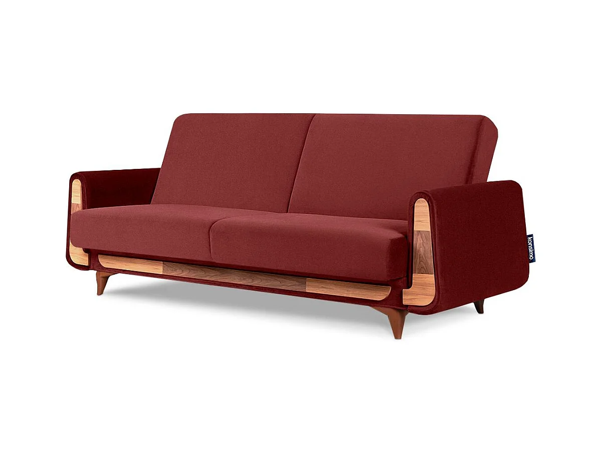 Canapé convertible GUSTAVO - 3 places - Tissu velours - Bordeaux