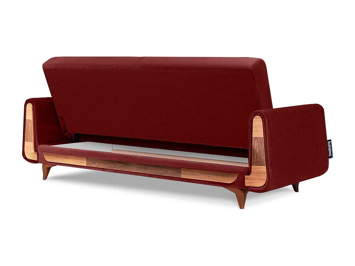 Schlafsofa GUSTAVO Schlafsofa - 3-Sitzer - Stoff Velours - Bordeaux