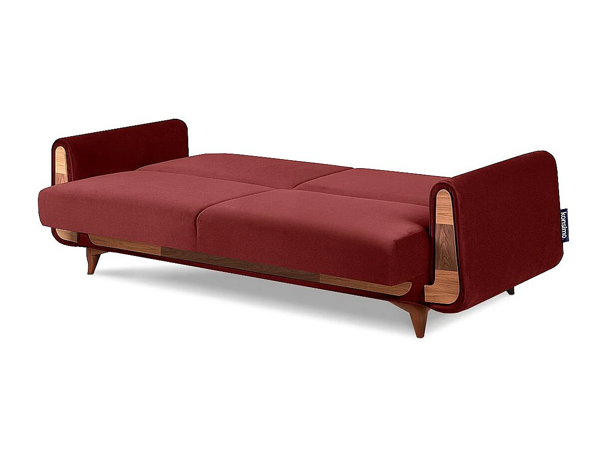 Schlafsofa GUSTAVO Schlafsofa - 3-Sitzer - Stoff Velours - Bordeaux
