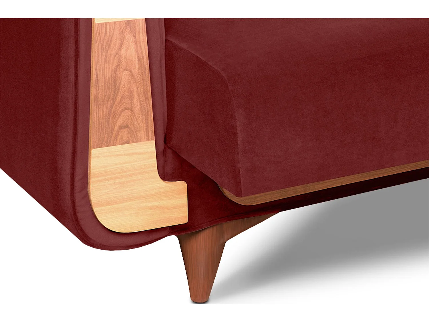 Schlafsofa GUSTAVO Schlafsofa - 3-Sitzer - Stoff Velours - Bordeaux