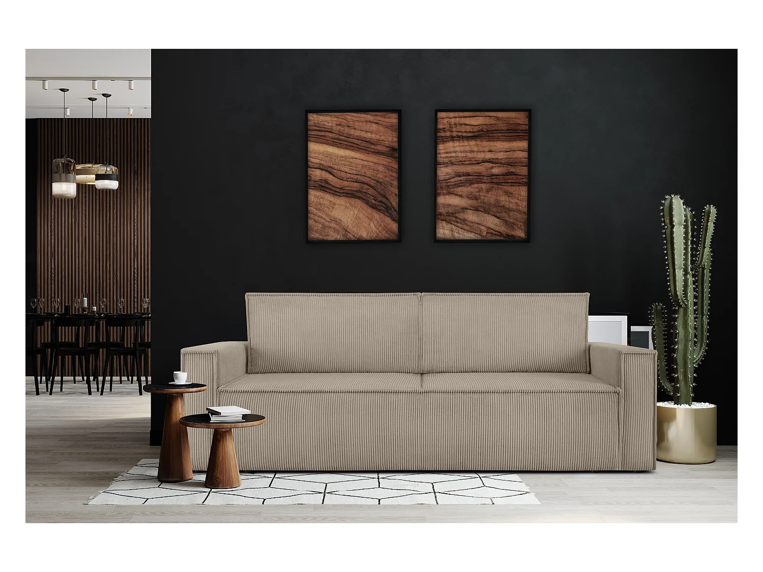 Schlafsofa in Pet Friendly Cord-Stoff - beige - NAPI