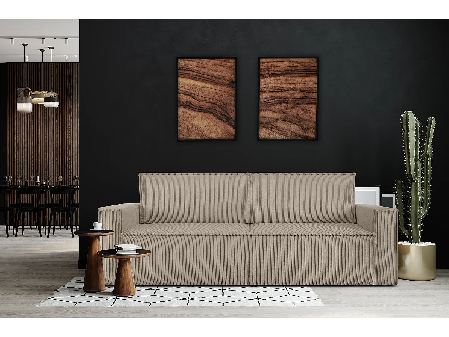 Schlafsofa in Pet Friendly Cord-Stoff - beige - NAPI