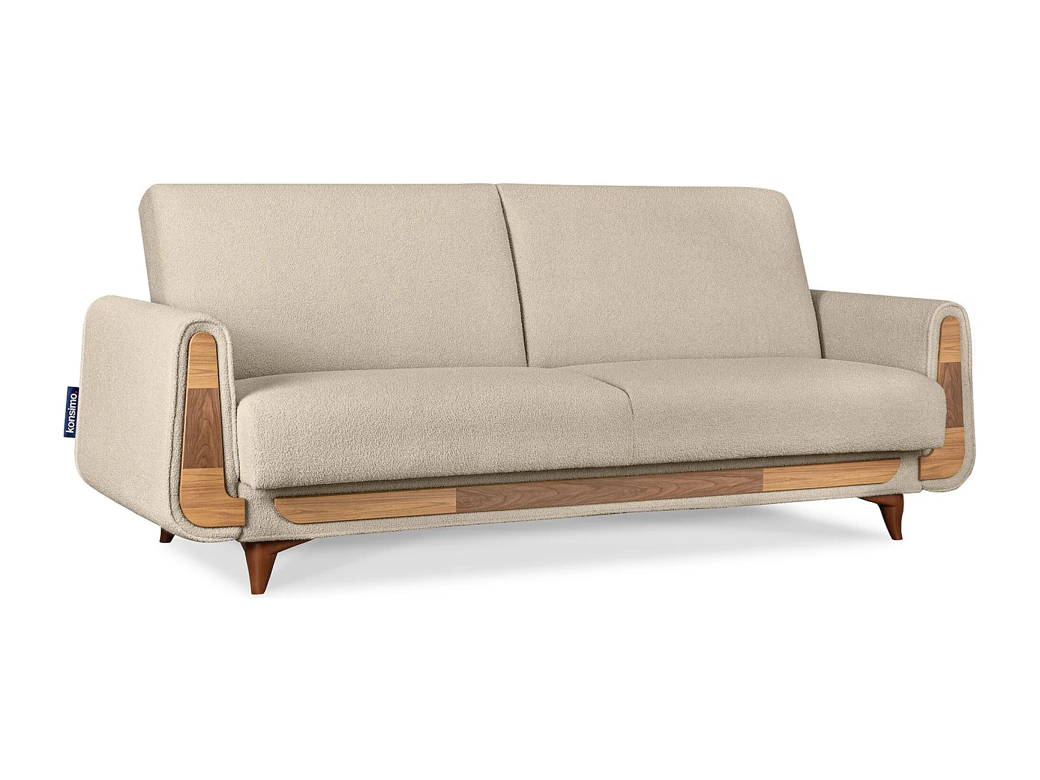 Schlafsofa GUSTAVO Schlafsofa - 3-Sitzer - Stoff Velours - Cremeweiß