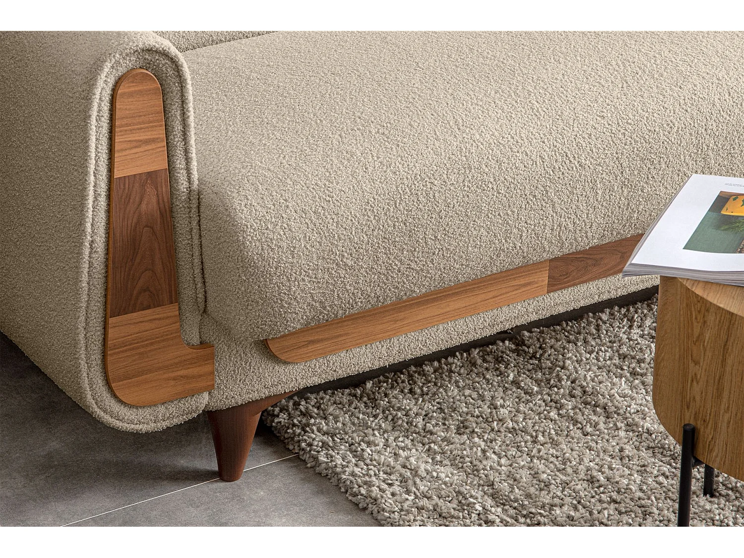 Schlafsofa GUSTAVO Schlafsofa - 3-Sitzer - Stoff Velours - Cremeweiß