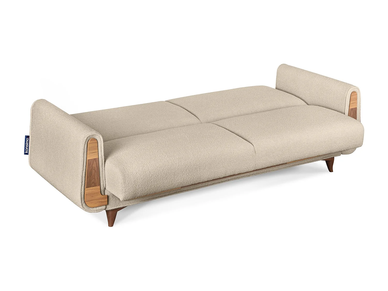 Schlafsofa GUSTAVO Schlafsofa - 3-Sitzer - Stoff Velours - Cremeweiß