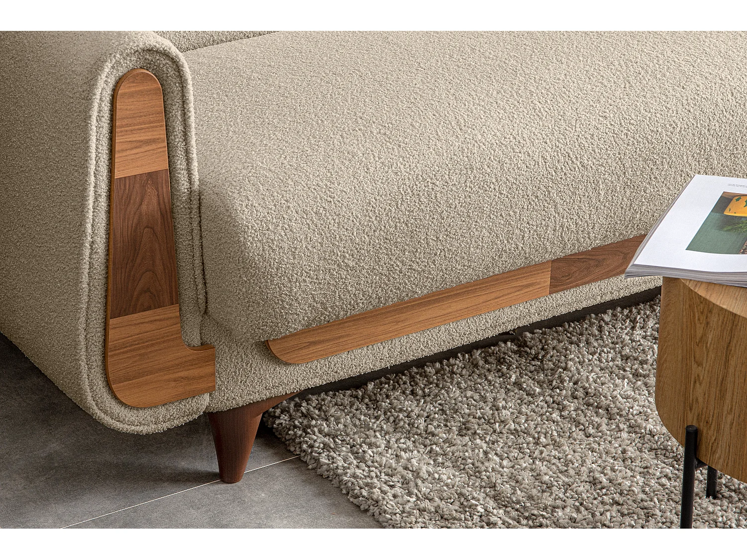 Schlafsofa GUSTAVO Schlafsofa - 3-Sitzer - Stoff Velours - Cremeweiß