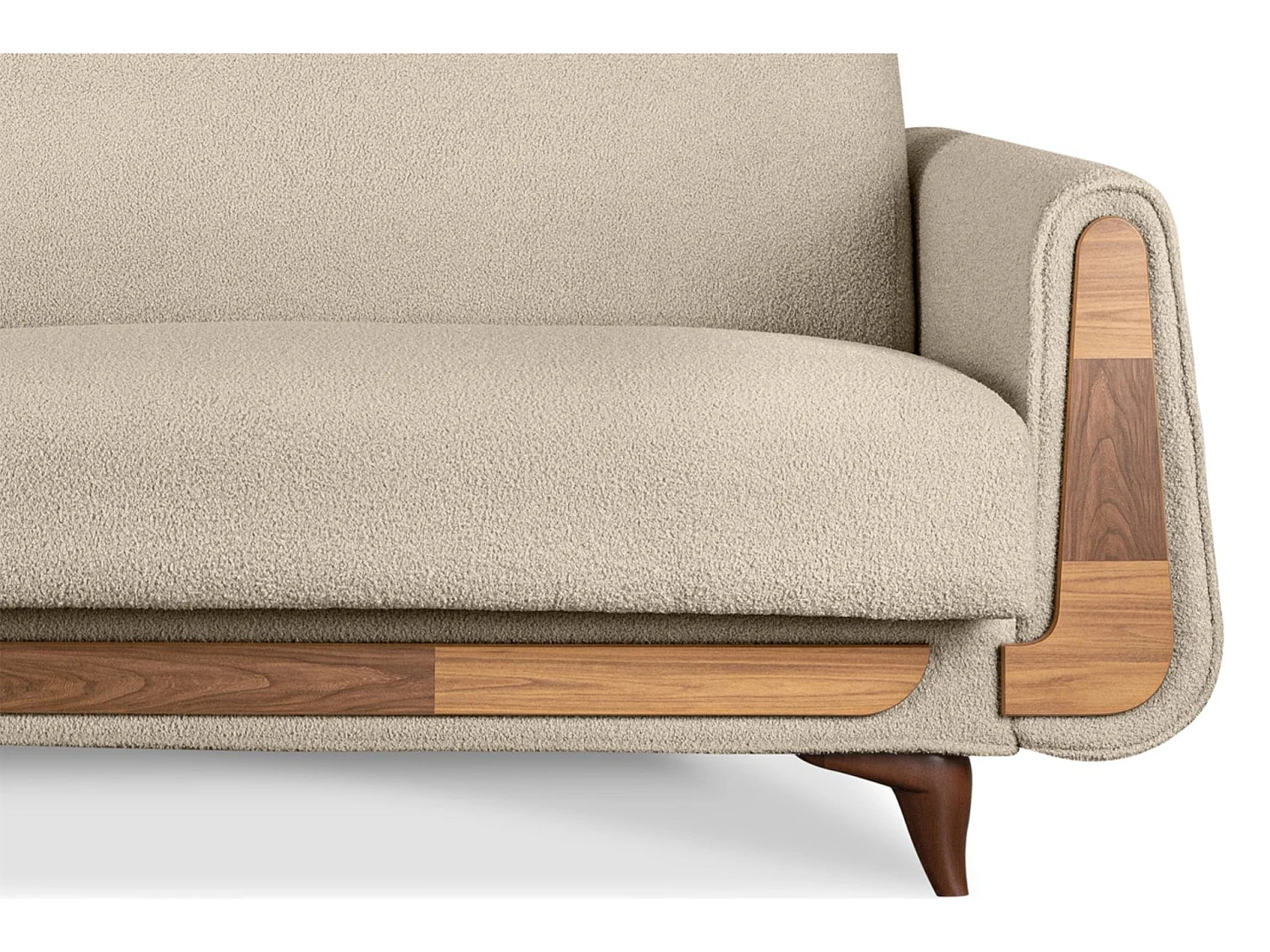 Schlafsofa GUSTAVO Schlafsofa - 3-Sitzer - Stoff Velours - Cremeweiß