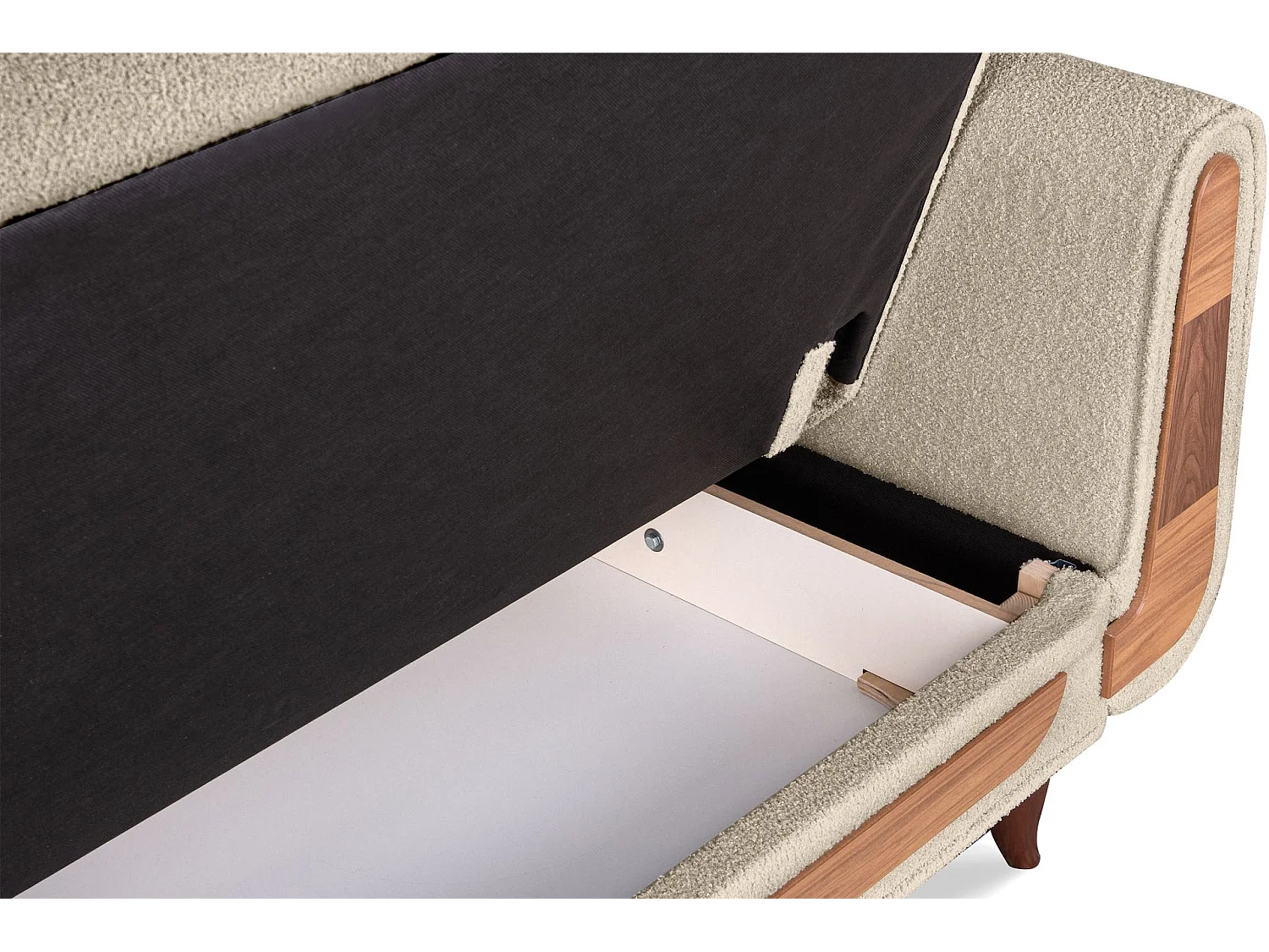 Schlafsofa GUSTAVO Schlafsofa - 3-Sitzer - Stoff Velours - Cremeweiß