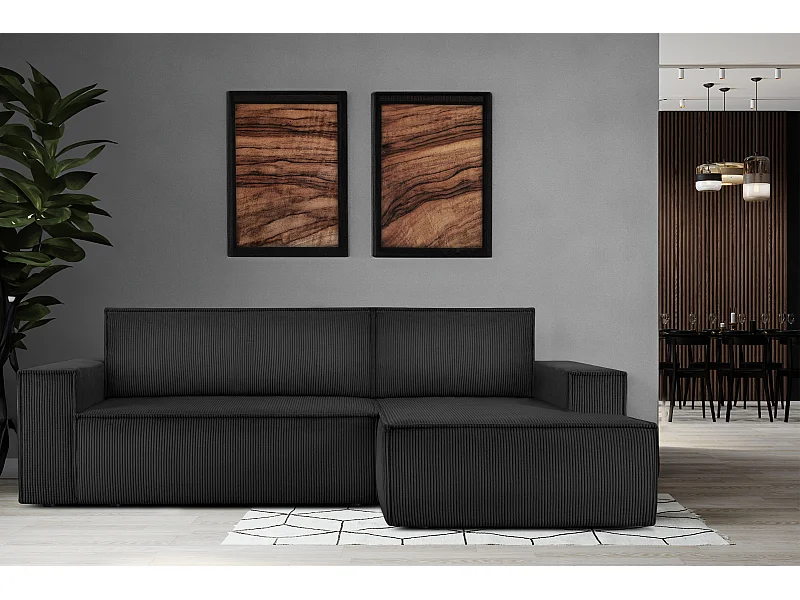 Ecksofa rechts - mit Schlaffunktion - in Pet Friendly Cord-Stoff - dunkelgrau - NAPI