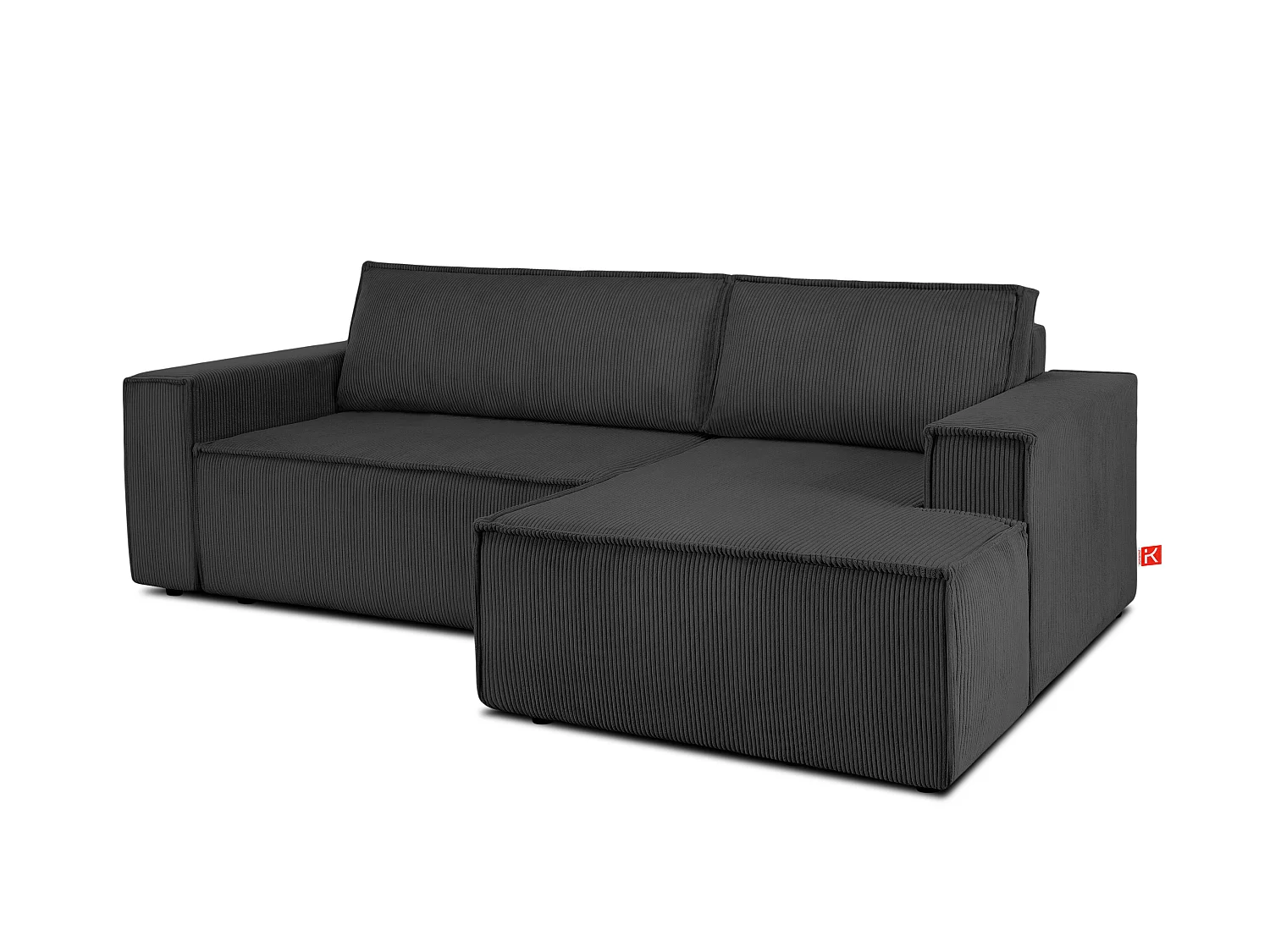 Ecksofa rechts - mit Schlaffunktion - in Pet Friendly Cord-Stoff - dunkelgrau - NAPI