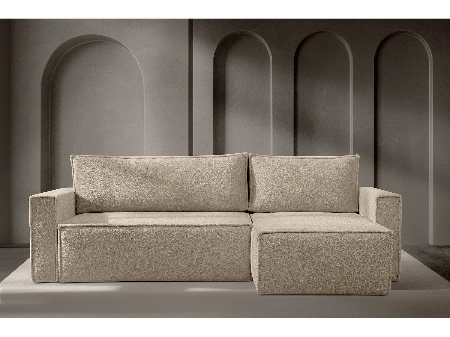 Ecksofa Big links/rechts - mit Schlaffunktion - Modern - hellbeige - NAPI II