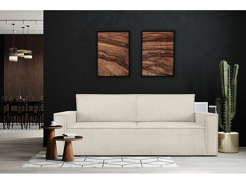 Schlafsofa in Pet Friendly Cord-Stoff - ecru - NAPI