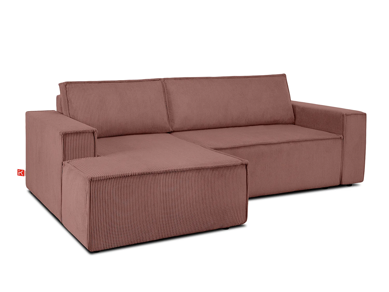 Ecksofa links - mit Schlaffunktion - in Pet Friendly Cord-Stoff - rosa - NAPI