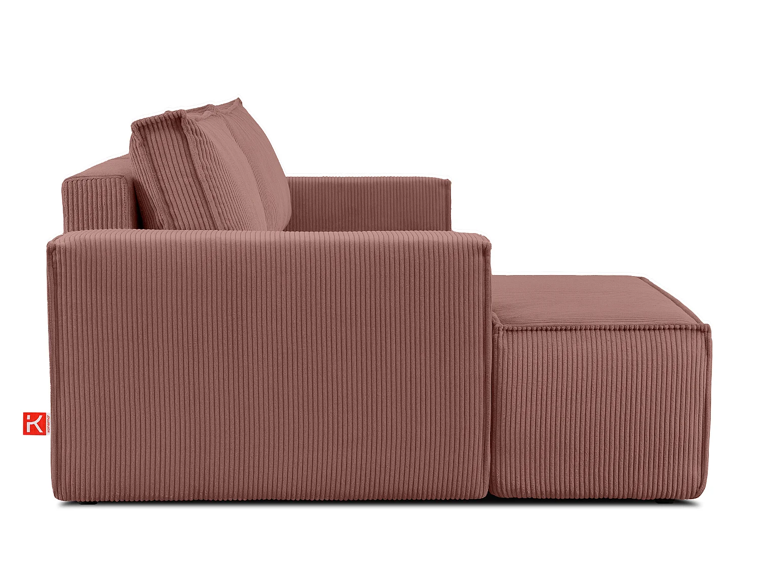 Ecksofa links - mit Schlaffunktion - in Pet Friendly Cord-Stoff - rosa - NAPI