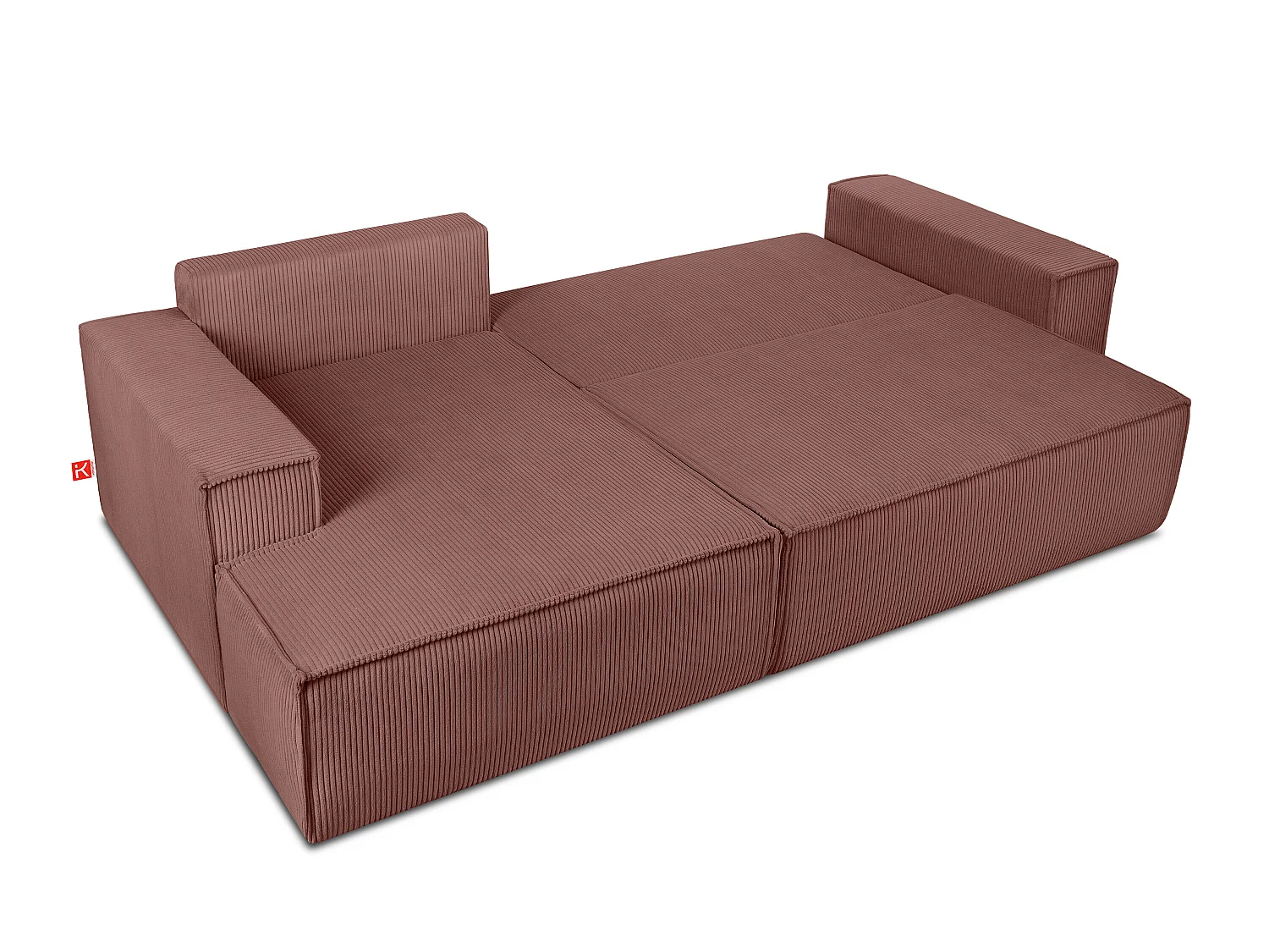 Ecksofa links - mit Schlaffunktion - in Pet Friendly Cord-Stoff - rosa - NAPI