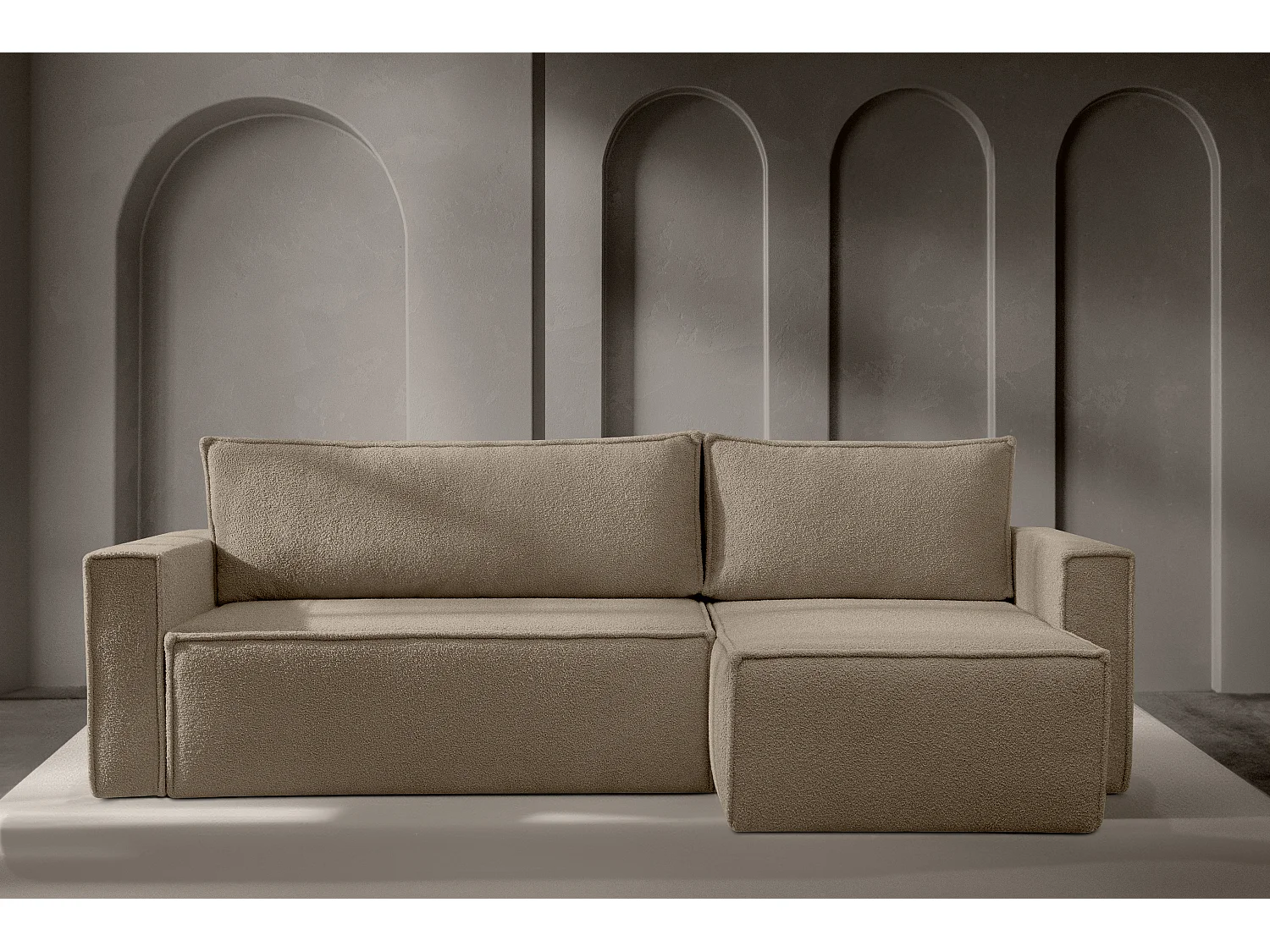 Ecksofa Big links/rechts - mit Schlaffunktion - Modern - dunkelbeige - NAPI II