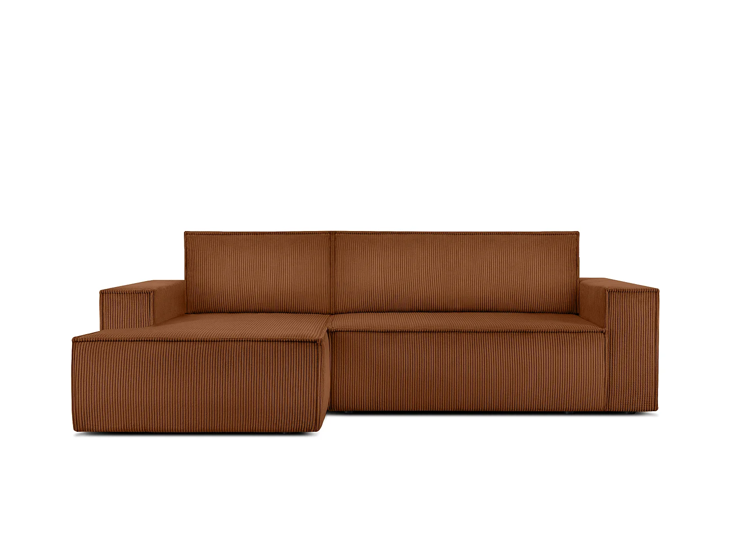 Ecksofa links - mit Schlaffunktion - in Pet Friendly Cord-Stoff - rot - NAPI