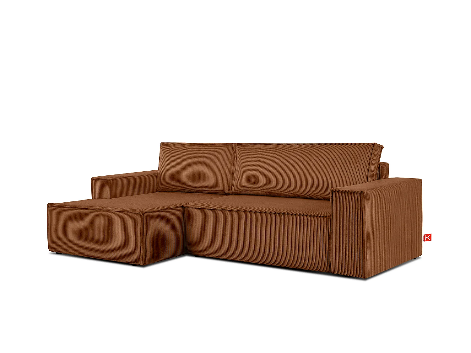 Ecksofa links - mit Schlaffunktion - in Pet Friendly Cord-Stoff - rot - NAPI