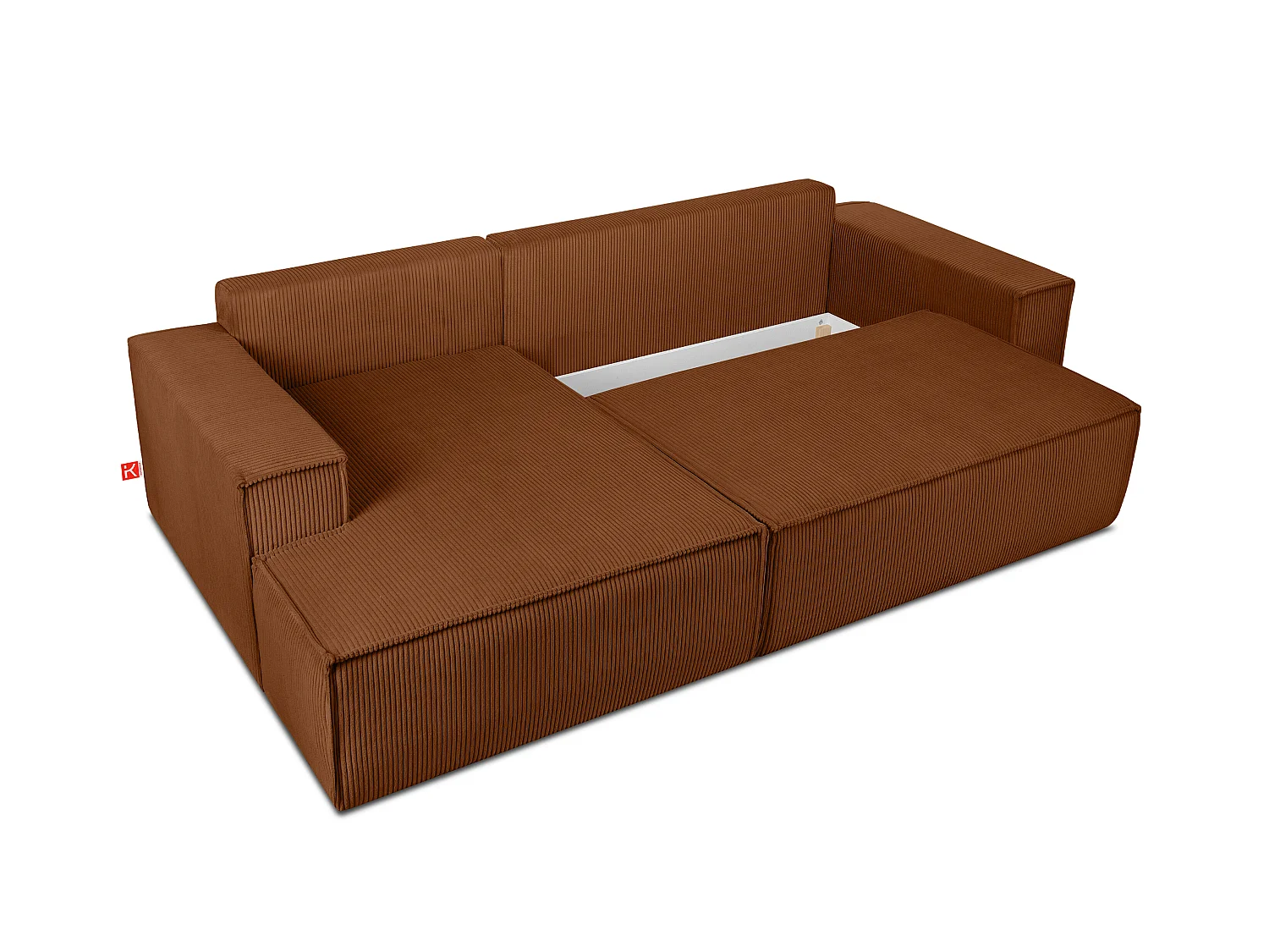 Ecksofa links - mit Schlaffunktion - in Pet Friendly Cord-Stoff - rot - NAPI