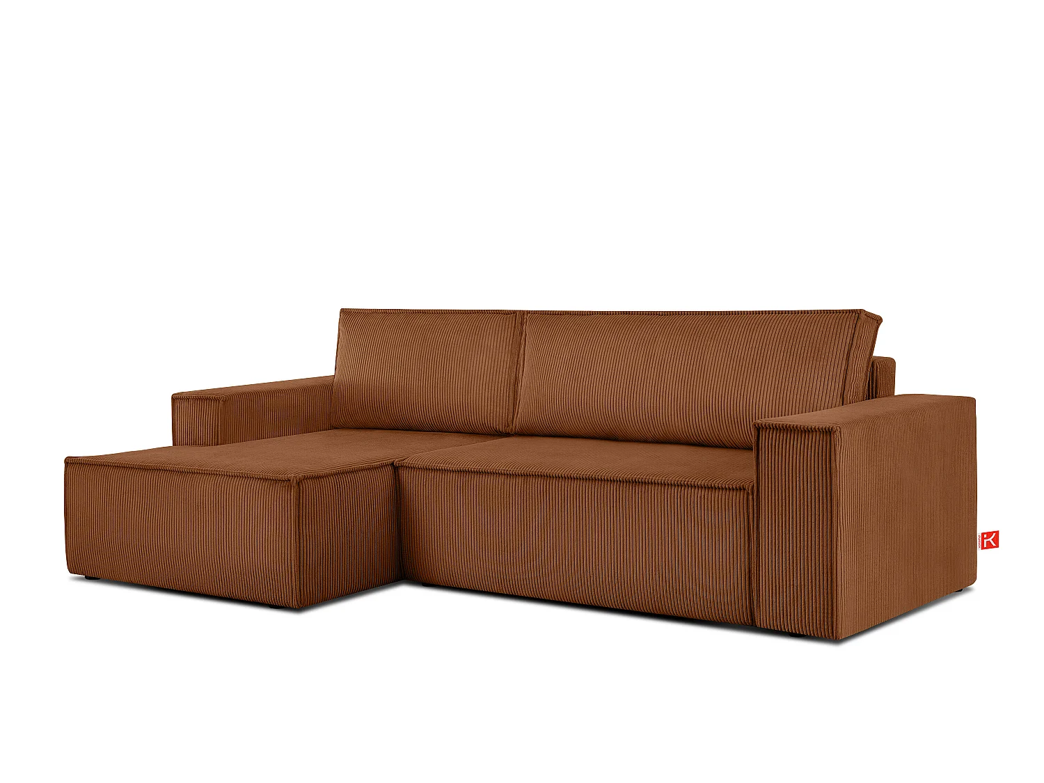 Ecksofa links - mit Schlaffunktion - in Pet Friendly Cord-Stoff - rot - NAPI