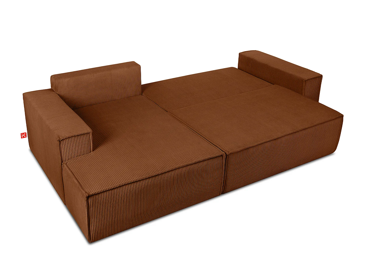Ecksofa links - mit Schlaffunktion - in Pet Friendly Cord-Stoff - rot - NAPI