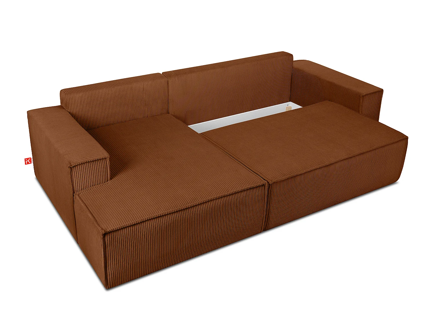 Ecksofa links - mit Schlaffunktion - in Pet Friendly Cord-Stoff - rot - NAPI