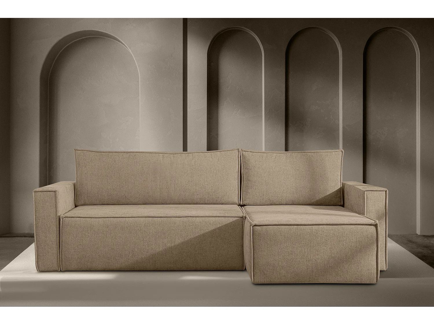 Universal Ecksofa links oder rechts - mit Schlaffunktion - Modern - hellbraun - NAPI II