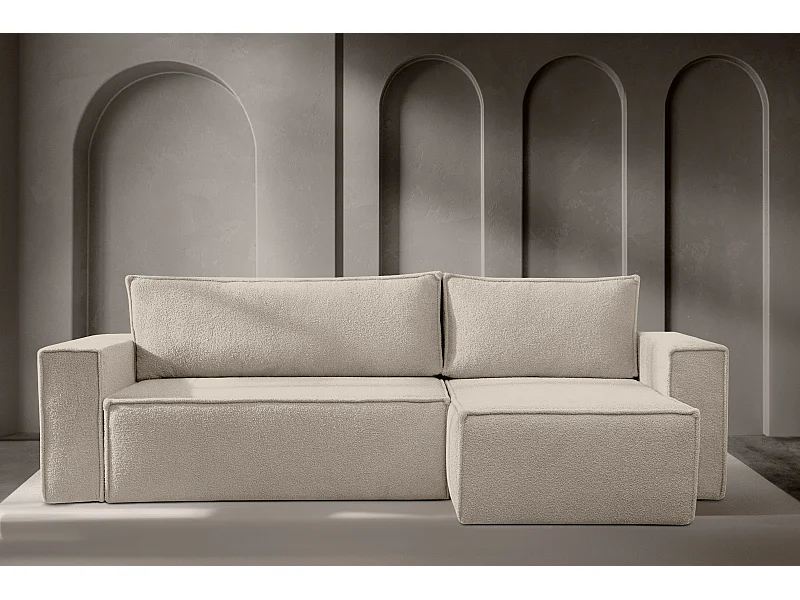 Ecksofa Big links/rechts - mit Schlaffunktion -Pet Friendly Stoff - elfenbein - NAPI II