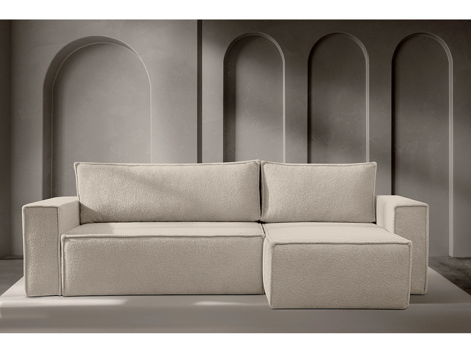 Ecksofa Big links/rechts - mit Schlaffunktion -Pet Friendly Stoff - elfenbein - NAPI II