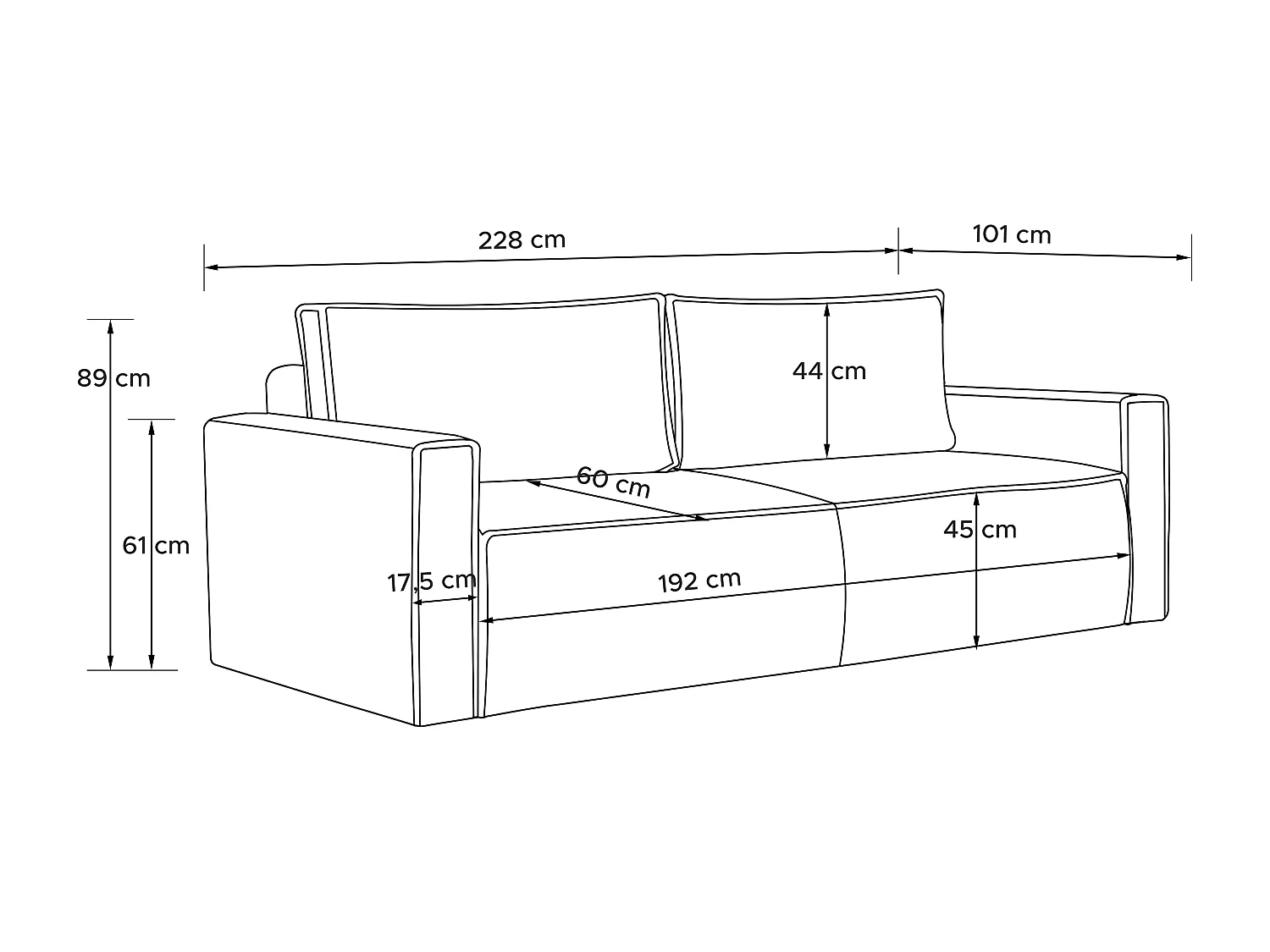 Sofa 3 Sitzer - mit Schlaffunktion - Modern - dunkelcreme - NAPI II