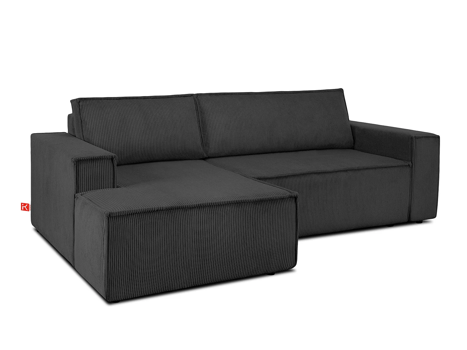 Ecksofa links - mit Schlaffunktion - in Pet Friendly Cord-Stoff - dunkelgrau - NAPI