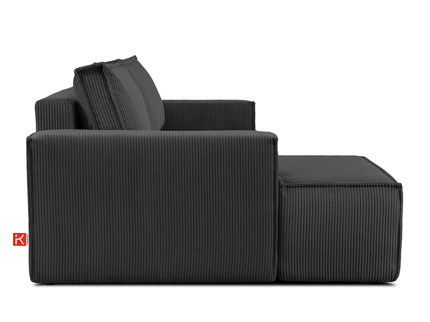 Ecksofa links - mit Schlaffunktion - in Pet Friendly Cord-Stoff - dunkelgrau - NAPI