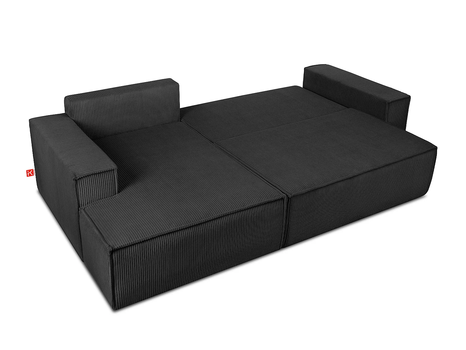 Ecksofa links - mit Schlaffunktion - in Pet Friendly Cord-Stoff - dunkelgrau - NAPI