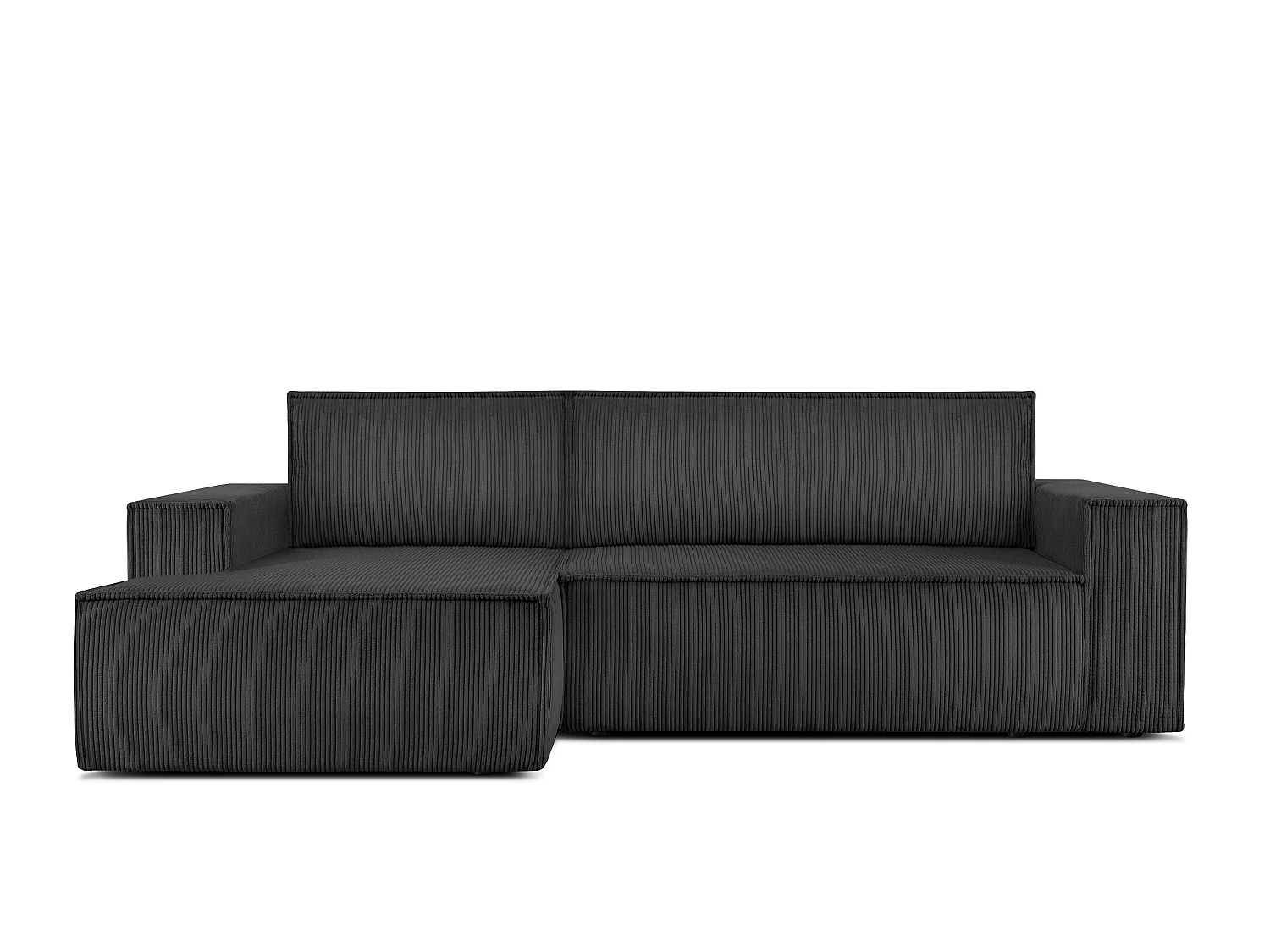 Ecksofa links - mit Schlaffunktion - in Pet Friendly Cord-Stoff - dunkelgrau - NAPI
