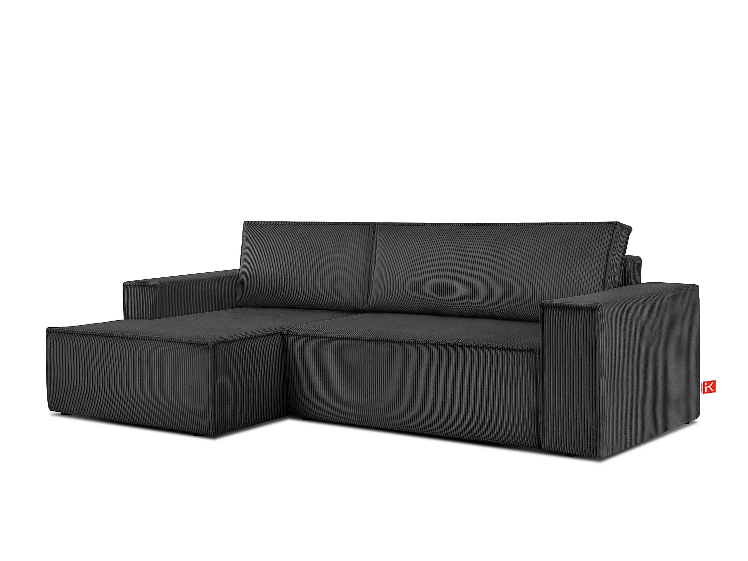Ecksofa links - mit Schlaffunktion - in Pet Friendly Cord-Stoff - dunkelgrau - NAPI
