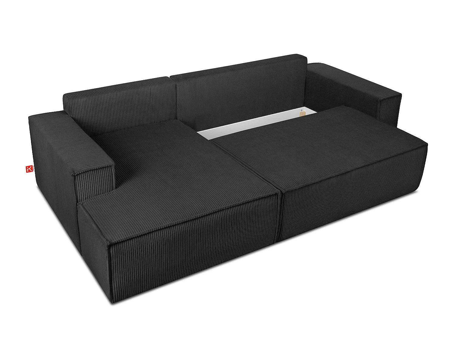 Ecksofa links - mit Schlaffunktion - in Pet Friendly Cord-Stoff - dunkelgrau - NAPI