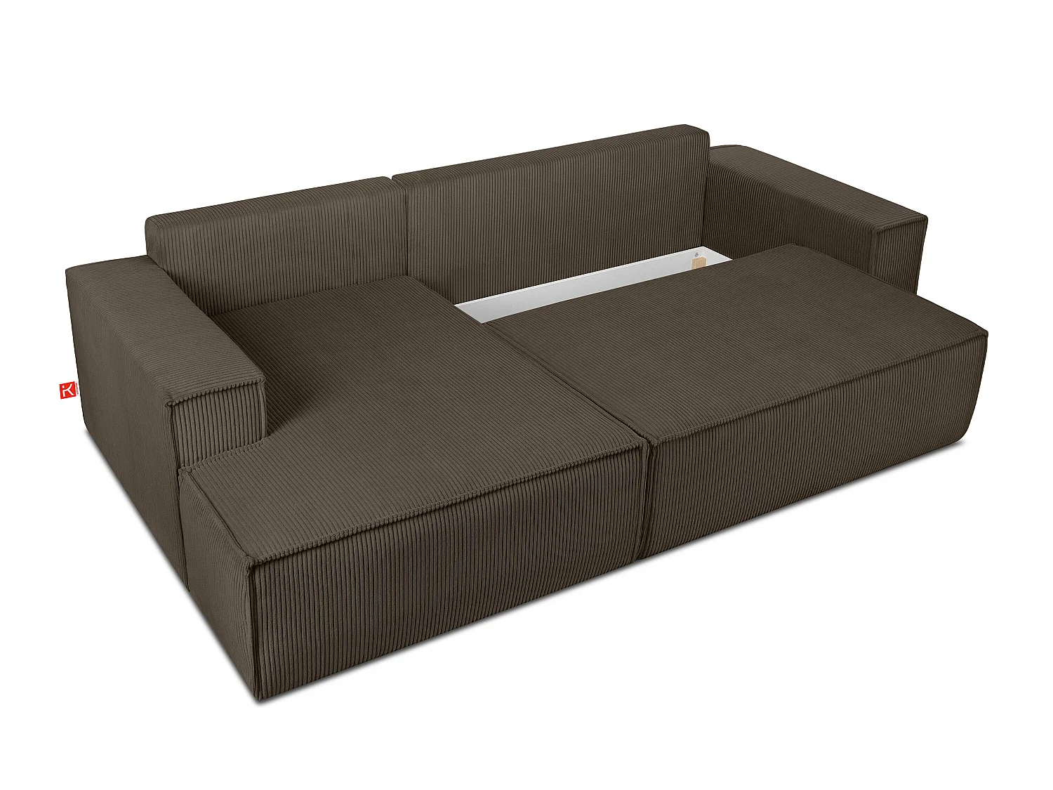 Ecksofa links - mit Schlaffunktion - in Pet Friendly Cord-Stoff - braun - NAPI