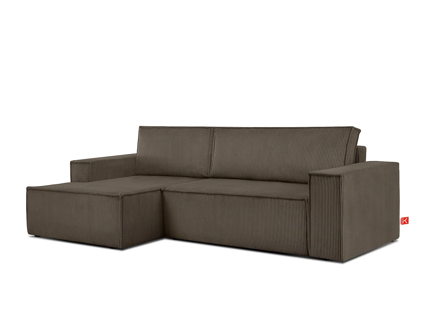 Ecksofa links - mit Schlaffunktion - in Pet Friendly Cord-Stoff - braun - NAPI
