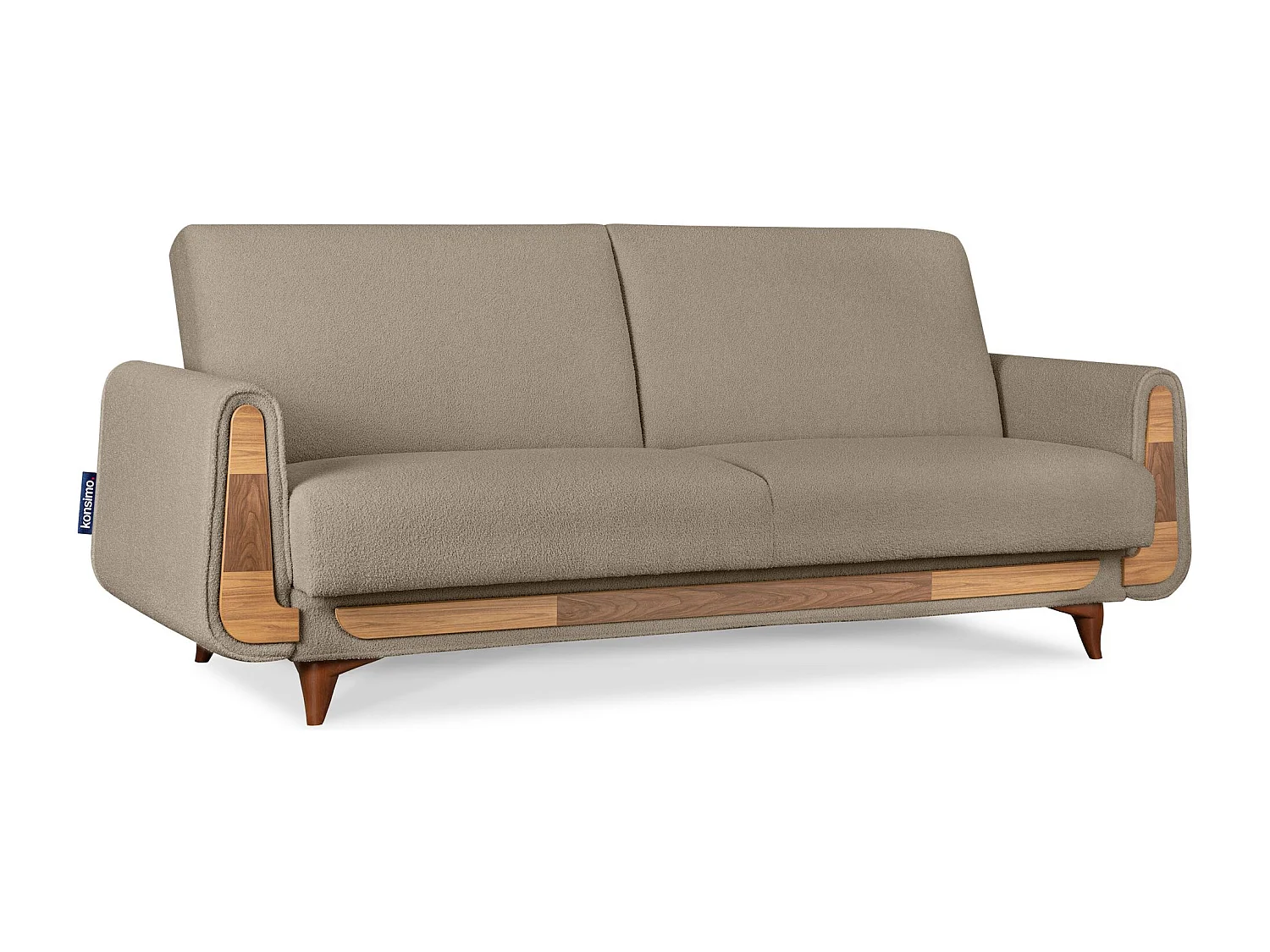 Schlafsofa GUSTAVO Schlafsofa - 3-Sitzer - Velours-Stoff - Braun