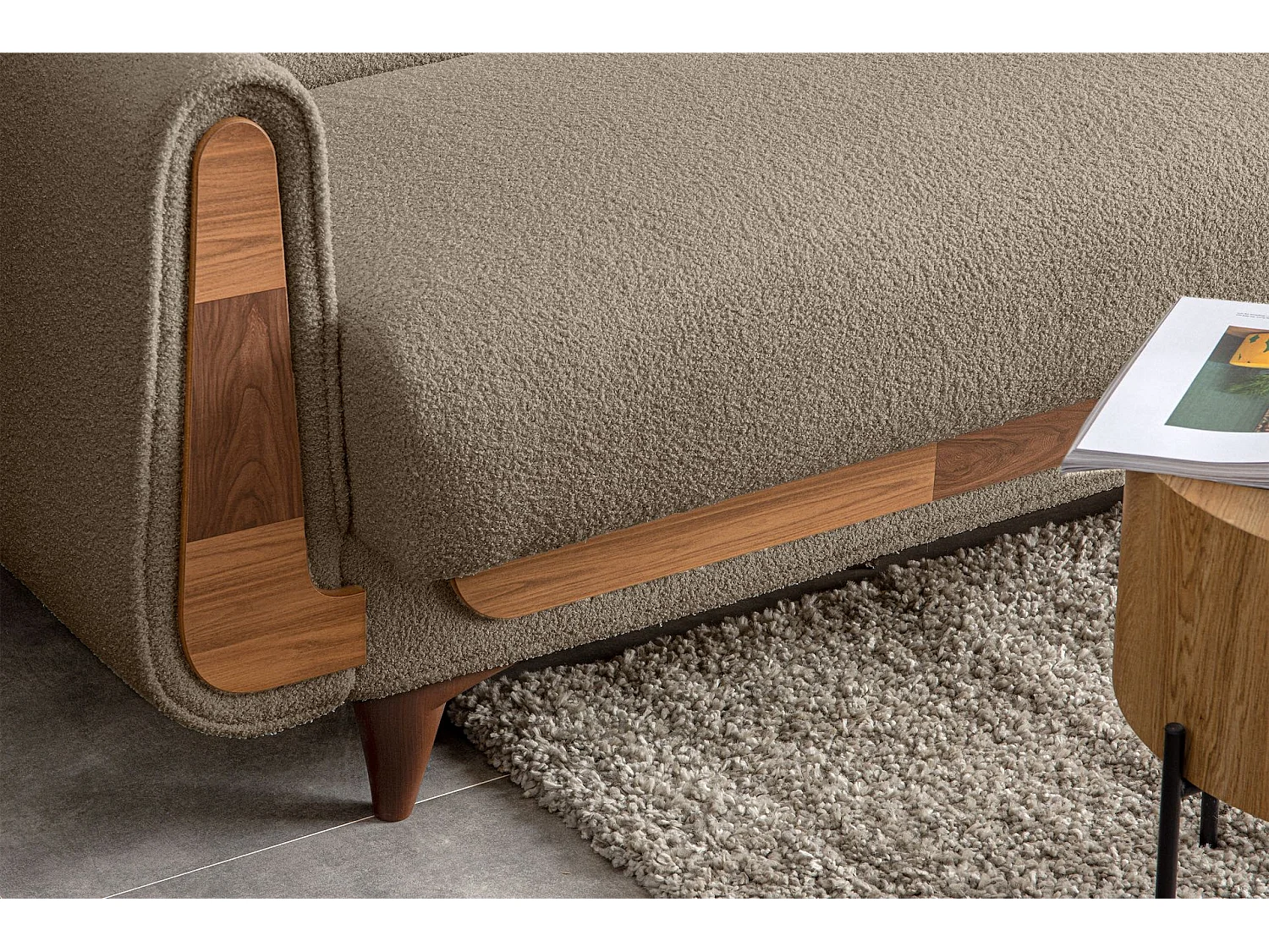 Schlafsofa GUSTAVO Schlafsofa - 3-Sitzer - Velours-Stoff - Graubeige