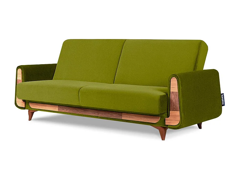 Schlafsofa GUSTAVO Schlafsofa - 3-Sitzer - Stoff Velours - Grün