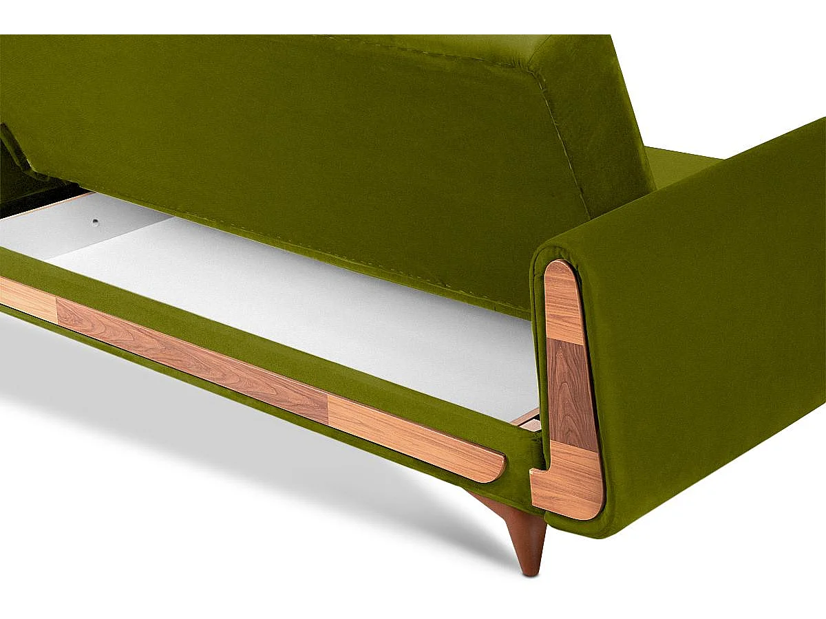 Schlafsofa GUSTAVO Schlafsofa - 3-Sitzer - Stoff Velours - Grün