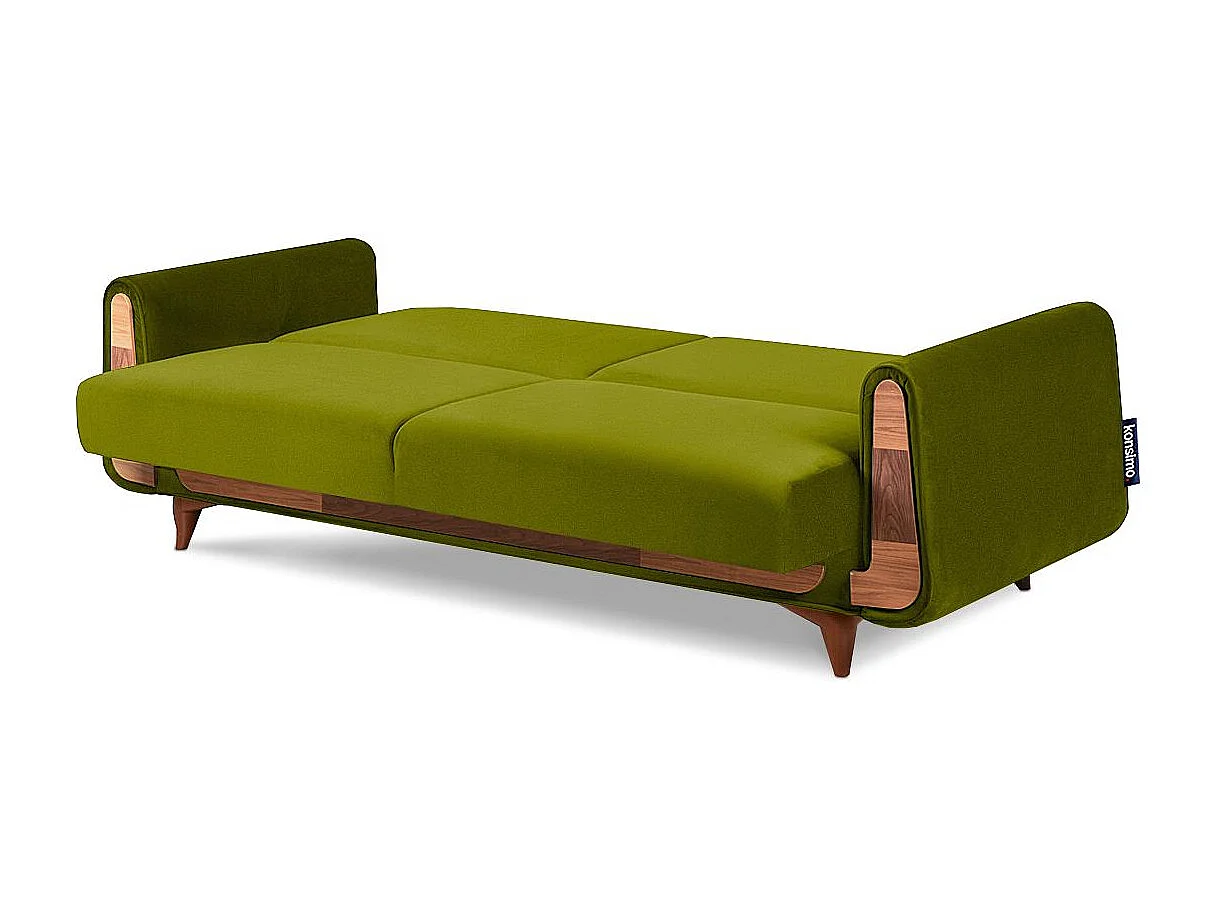 Schlafsofa GUSTAVO Schlafsofa - 3-Sitzer - Stoff Velours - Grün