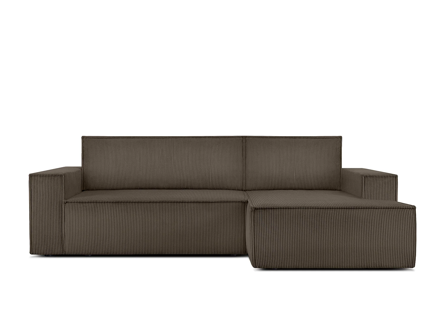 Ecksofa rechts - mit Schlaffunktion - in Pet Friendly Cord-Stoff - braun - NAPI