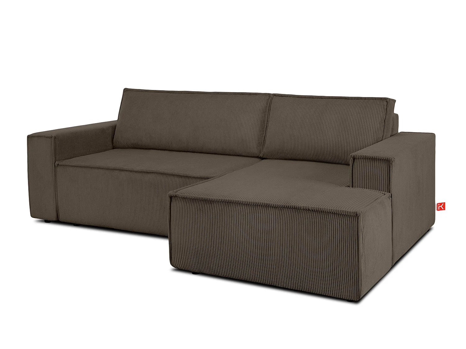 Ecksofa rechts - mit Schlaffunktion - in Pet Friendly Cord-Stoff - braun - NAPI