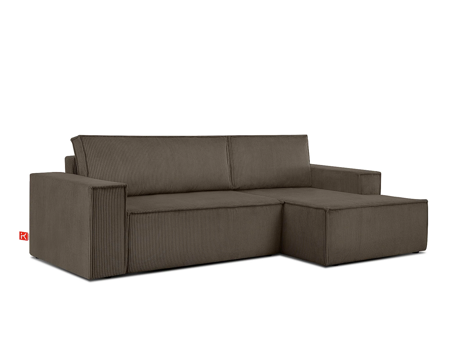 Ecksofa rechts - mit Schlaffunktion - in Pet Friendly Cord-Stoff - braun - NAPI