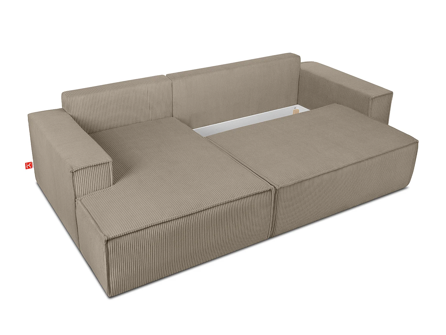 Ecksofa links - mit Schlaffunktion - in Pet Friendly Cord-Stoff - beige - NAPI